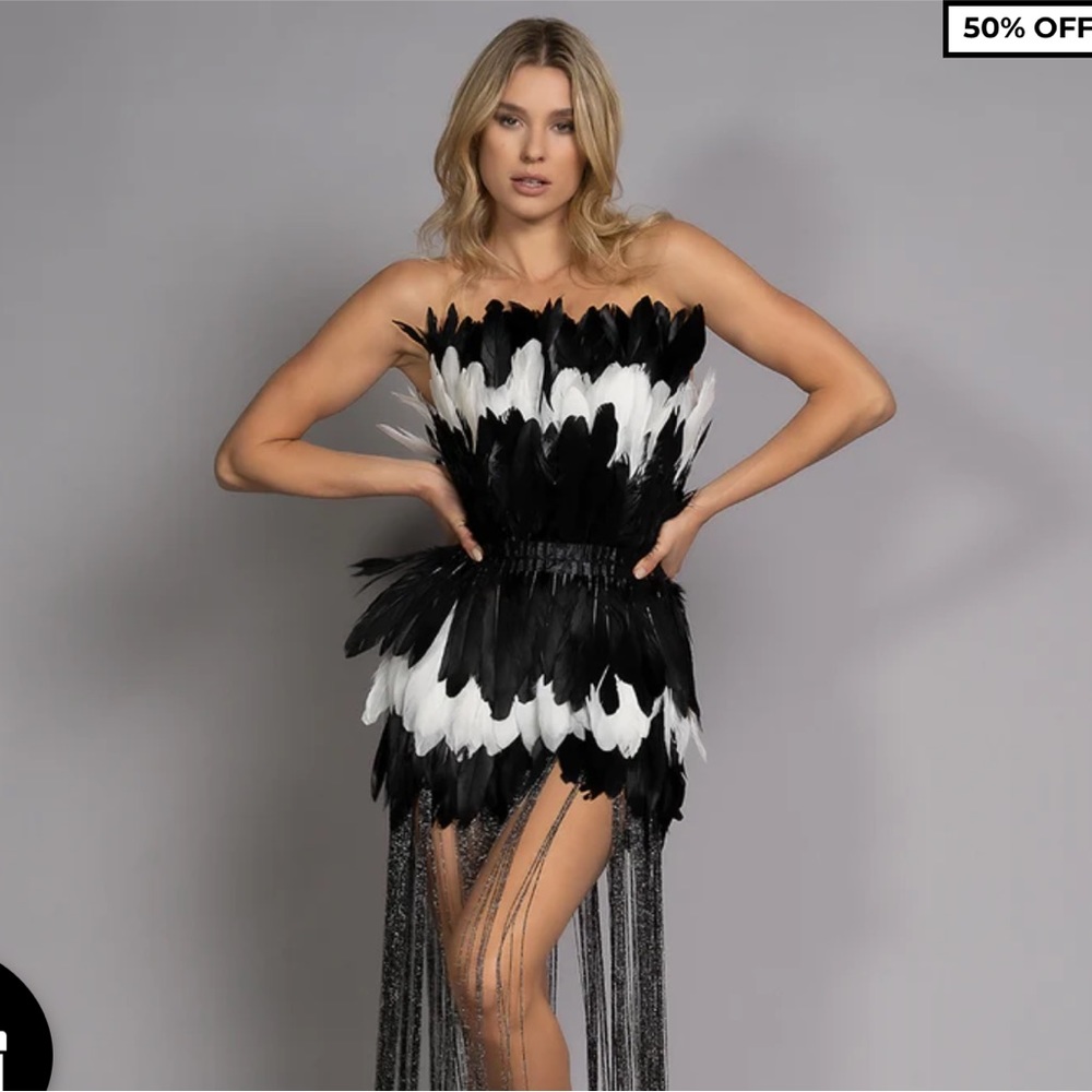 Angel Brinks Antidote Dress, Size L, Black/white